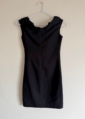 Kruvaze Yaka Omuzları Büzgülü Mini Elbise - Görsel 7