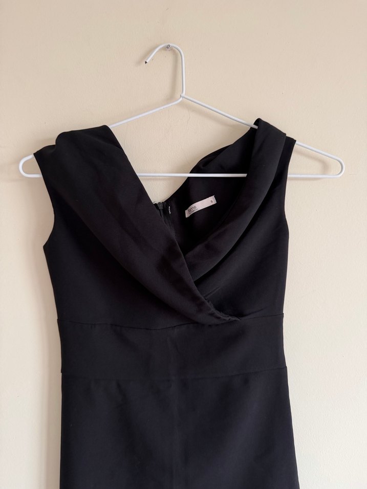 Kruvaze Yaka Omuzları Büzgülü Mini Elbise - Görsel 3