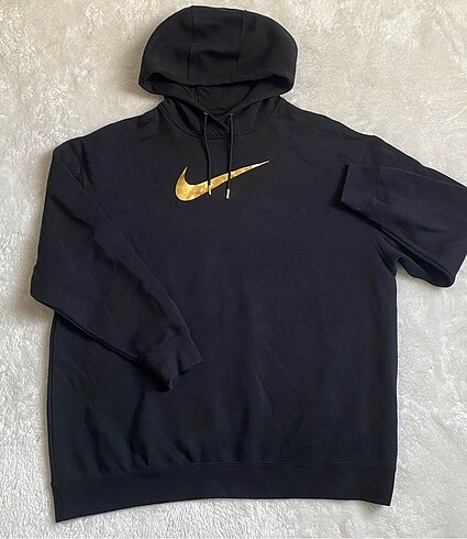 Bol kesimli gold swoosh kapüşonlu kadın sweatshirt #hoodie #shin