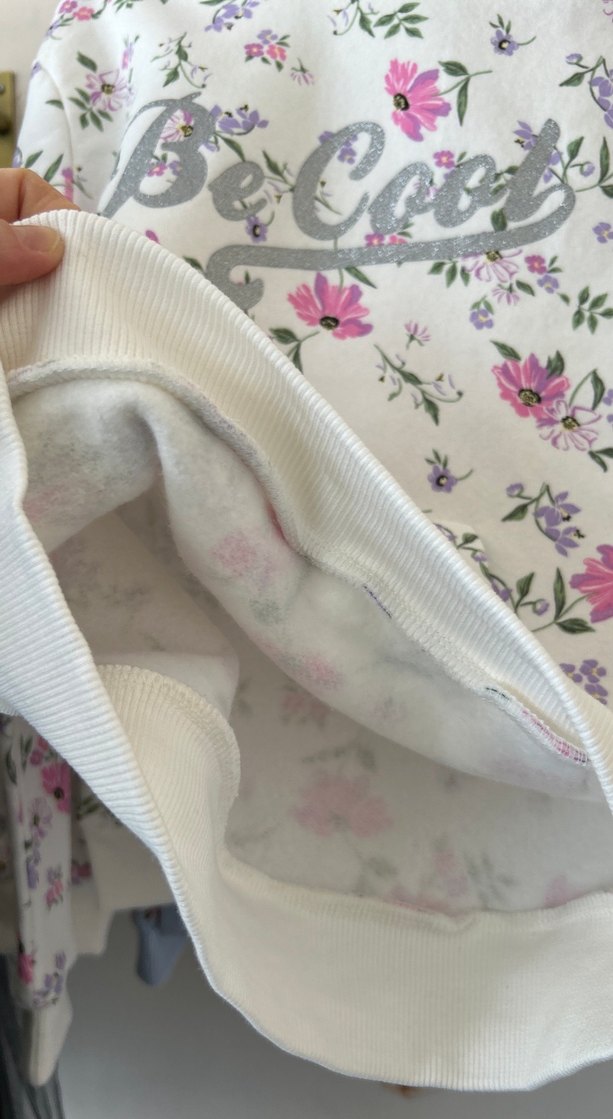 Dantel Detaylı Kapüşonlu Baskılı Beyaz Sweatshirt - Görsel 2