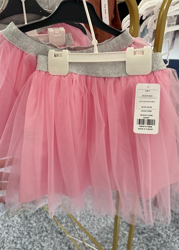 Diğer Pembe Fırfırlı Nakışlı Kız Etek