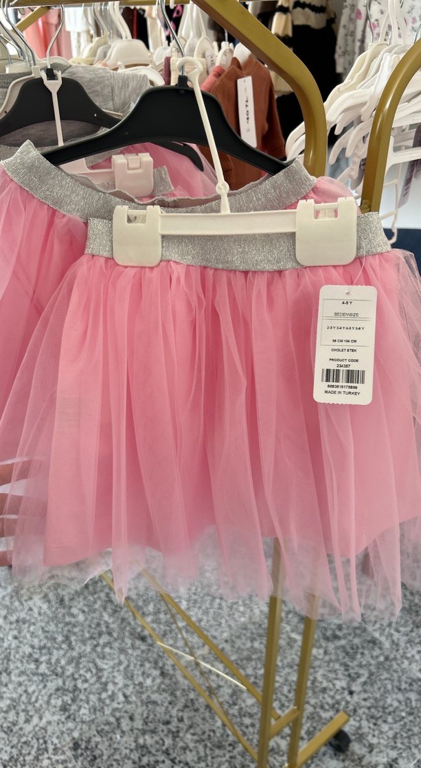 Pembe Fırfırlı Nakışlı Kız Etek - Görsel 2