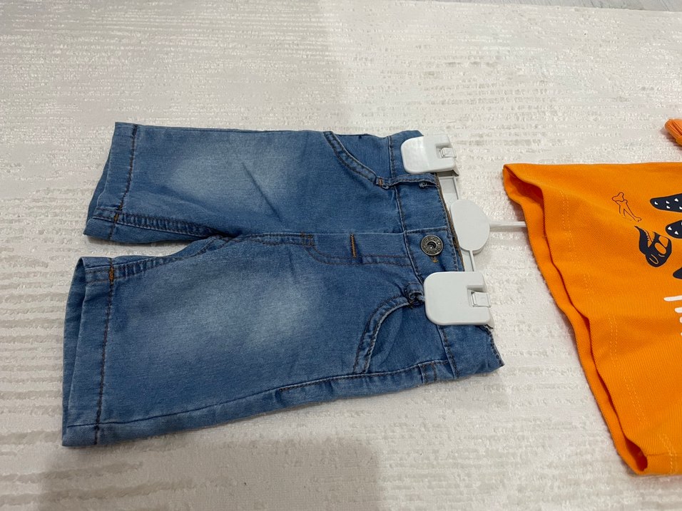 Turuncu Baskılı Kısa Kollu Erkek Bebek Takım - Görsel 2