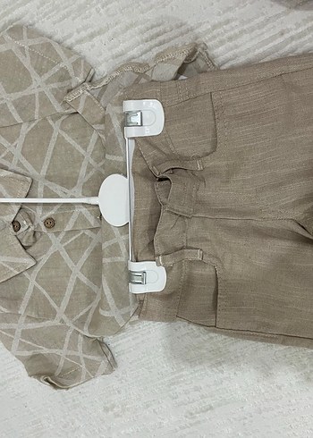 Bej Kısa Kollu Erkek Bebek Takımı - Görsel 5