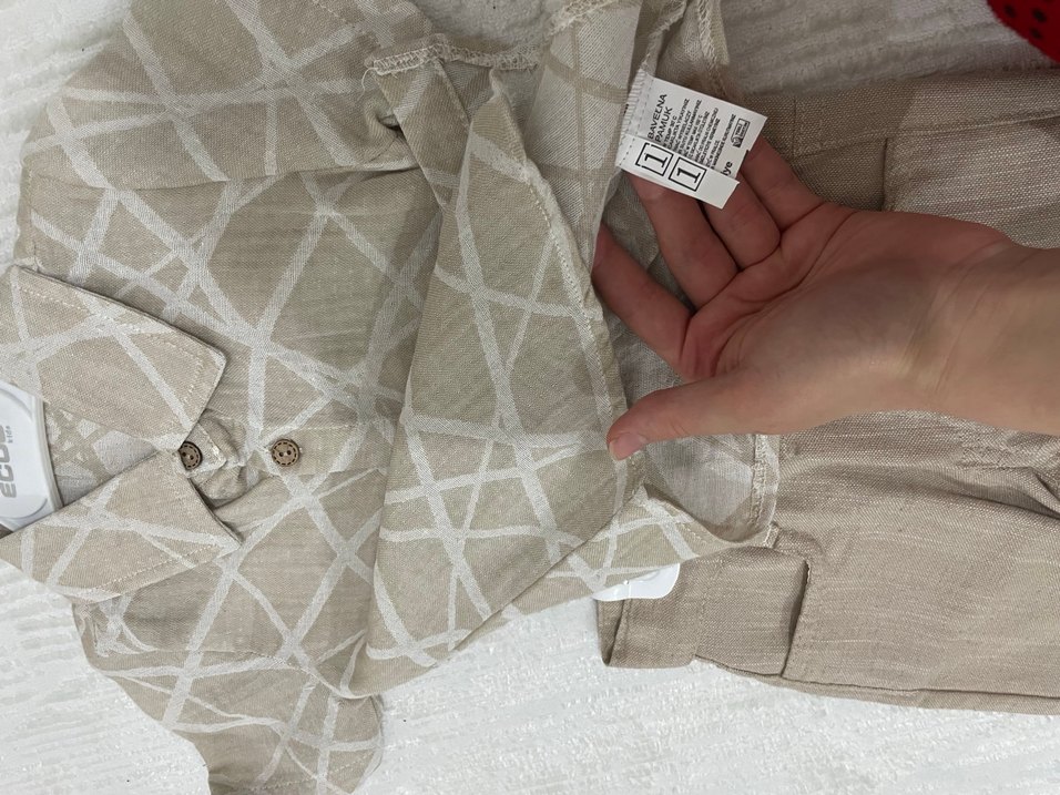 Bej Kısa Kollu Erkek Bebek Takımı - Görsel 3