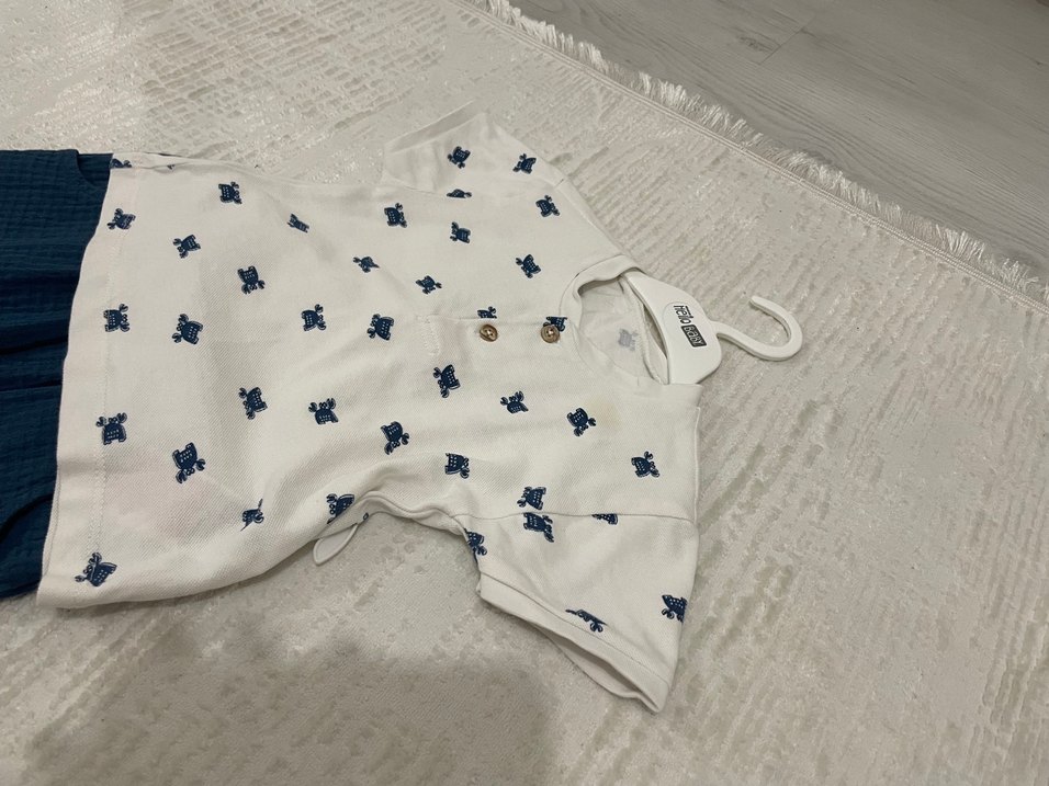 Bebek Erkek Beyaz Kısa Kollu Takım - Görsel 2