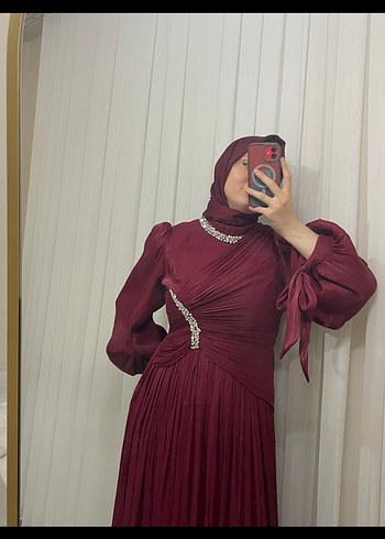 Bordo Abiye Elbise - Görsel 4