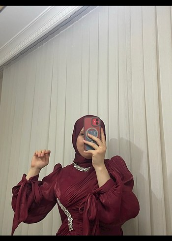 Bordo Abiye Elbise - Görsel 6