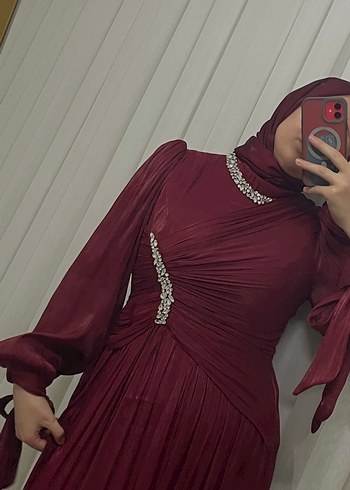Bordo Abiye Elbise - Görsel 5