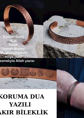 Yazılı Korumalı Bakır Bileklik