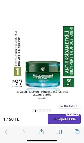 Yves Rocher gündüz bakım kremi