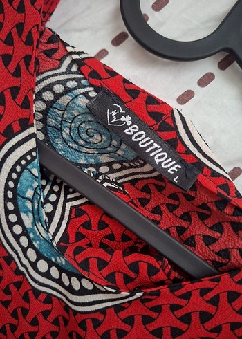 Uzun Kırmızı Bohem Kadın Elbise - Görsel 3