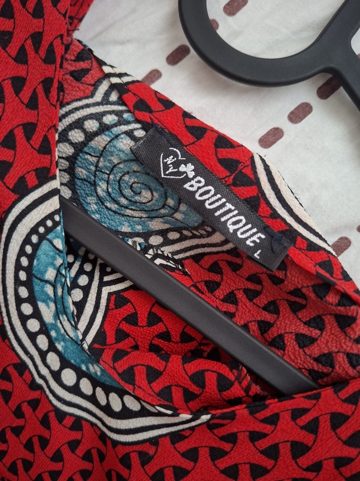 Uzun Kırmızı Bohem Kadın Elbise - Görsel 3