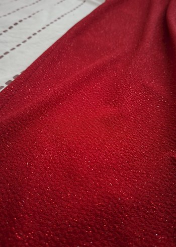 Parlak Kırmızı V Yaka Uzun Elbise - Görsel 3