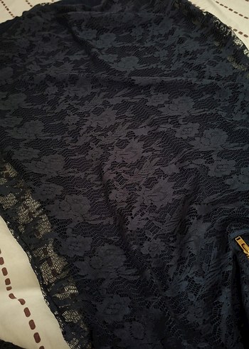 Dantel Detaylı Lacivert Midi Elbise - Görsel 2