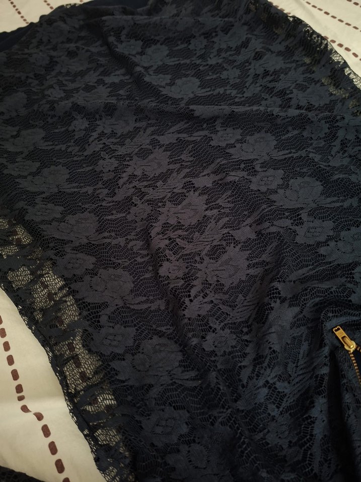 Dantel Detaylı Lacivert Midi Elbise - Görsel 2