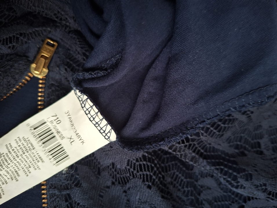 Dantel Detaylı Lacivert Midi Elbise - Görsel 3