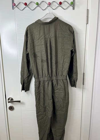 Kadın Haki Uzun Keten Tulum - Görsel 4