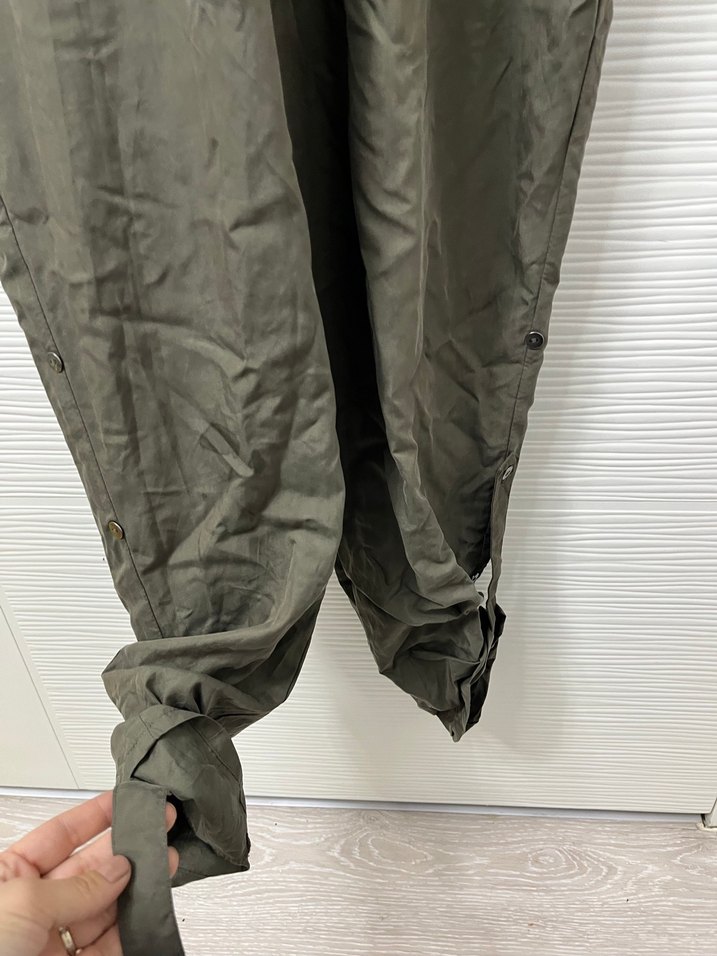 Kadın Haki Uzun Keten Tulum - Görsel 2