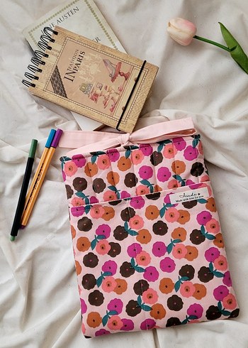 Pastel Pembe Çiçekli kitap tablet Kılıfı