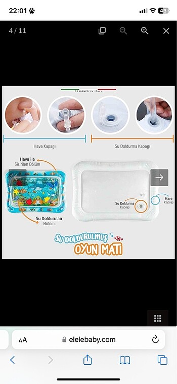  Beden Renk Elele baby su oyun matı