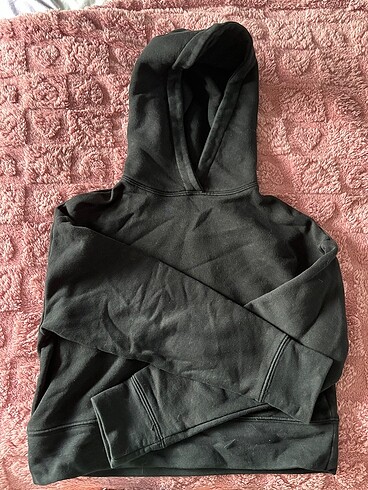 zara crop siyah sweatshirt kapüşonlu