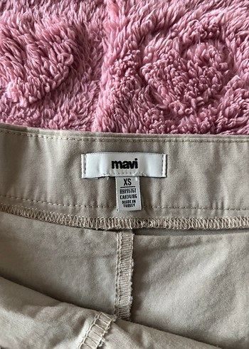34 Beden Bej Pilili Kadın Mini Şort Etek Mavi