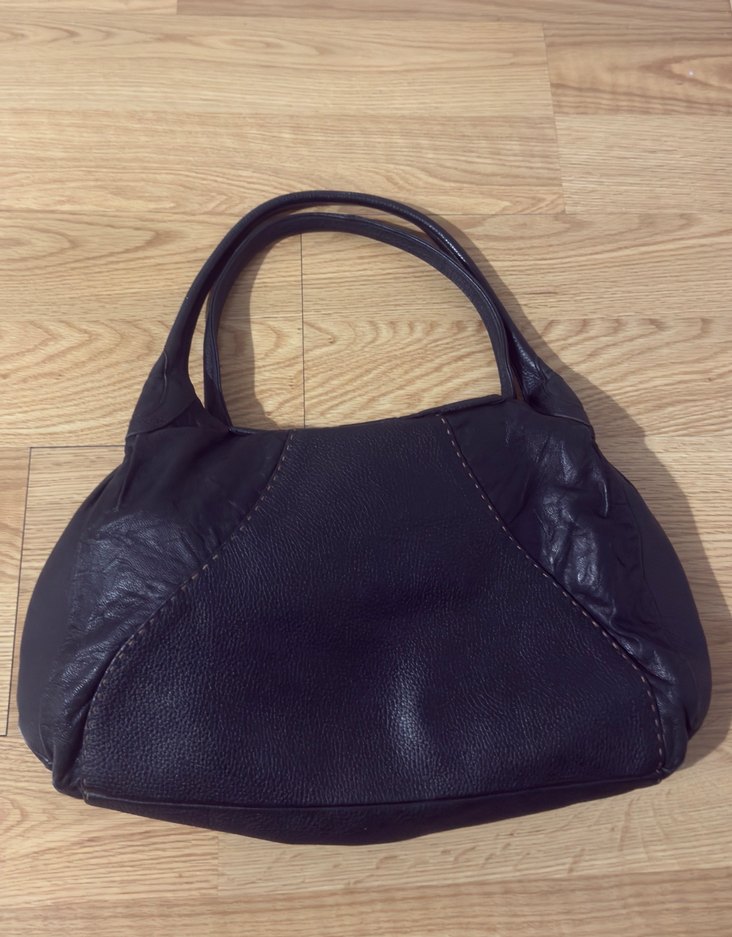 Siyah Deri Tokalı Kadın Çanta - Görsel 2