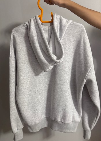 Gri Baskılı Kapüşonlu Unisex Sweatshirt - Görsel 2