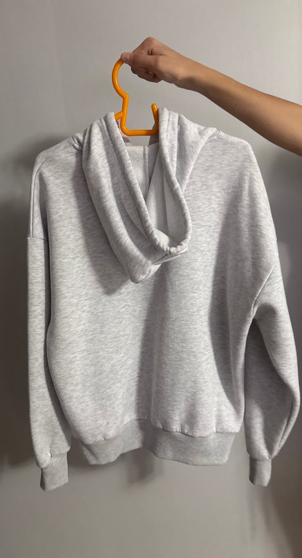 Gri Baskılı Kapüşonlu Unisex Sweatshirt - Görsel 2