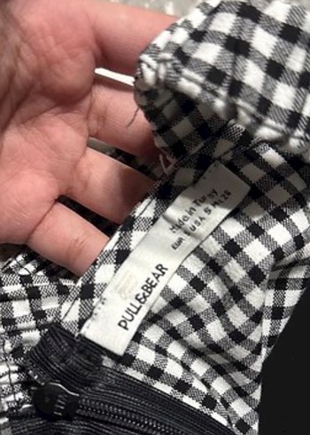 Pull&Bear Gri Kareli Renkli Mini Elbise - Görsel 3