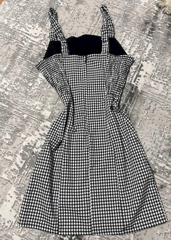 Pull&Bear Gri Kareli Renkli Mini Elbise - Görsel 2