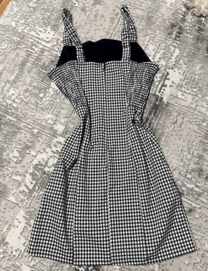 Pull&Bear Gri Kareli Renkli Mini Elbise - Görsel 2