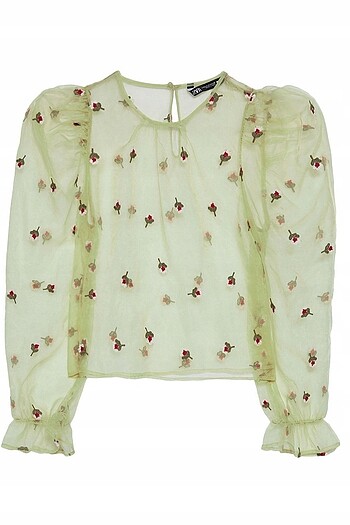 zara yesil çiçekli bluz
