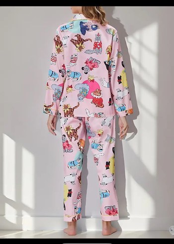 Trendyol & Milla Pembe Baskılı Uzun Kollu Rahat Kadın Pijama