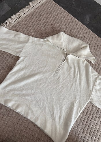 Kadın beyaz Yüksek Yakalı Sweatshirt - Görsel 4