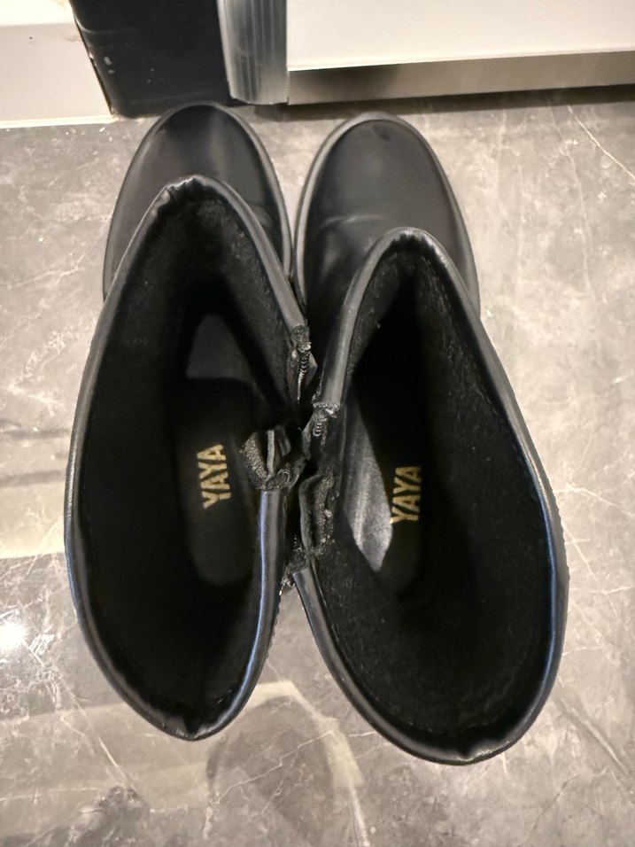 Kadın Siyah Deri Biker Botlar Tokalı - Görsel 5