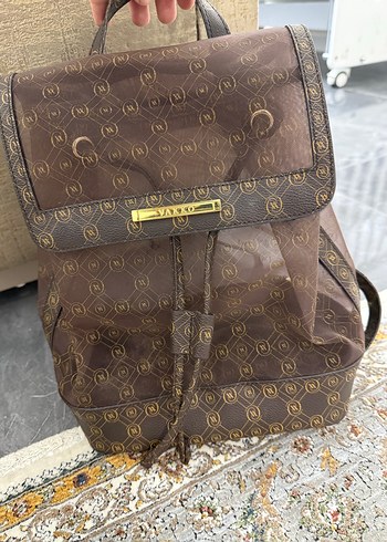 Kahverengi Baskılı Deri Bohem Sırt Çantası - Görsel 5