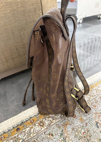 Kahverengi Baskılı Deri Bohem Sırt Çantası - Görsel 4