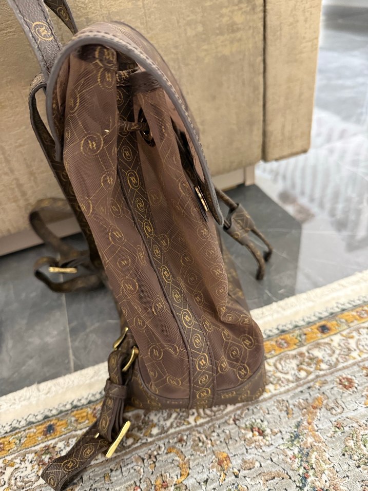 Kahverengi Baskılı Deri Bohem Sırt Çantası - Görsel 3