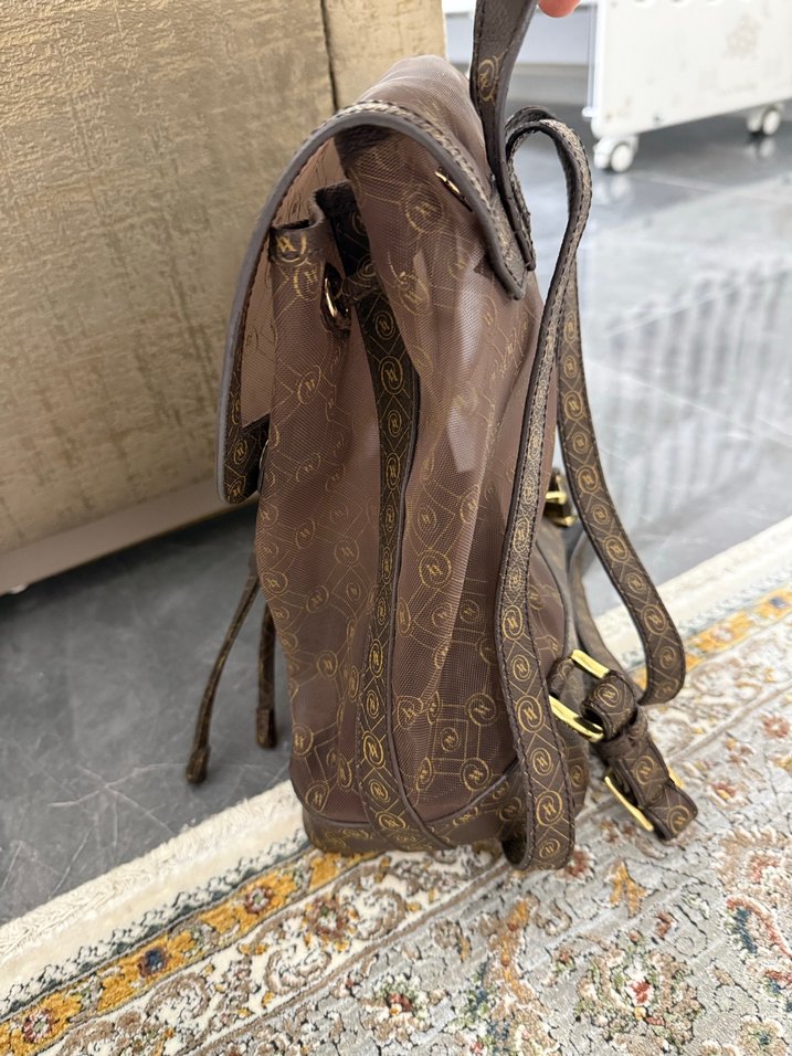 Kahverengi Baskılı Deri Bohem Sırt Çantası - Görsel 4