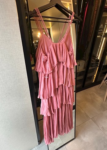xs Beden pembe Renk Zara fırfırlı elbise