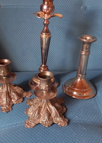 Parlak gümüs Renkli Şamdan Seti