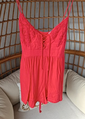 Dantel Detaylı Pembe Bohem Tulum - Görsel 2