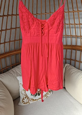 Dantel Detaylı Pembe Bohem Tulum - Görsel 4