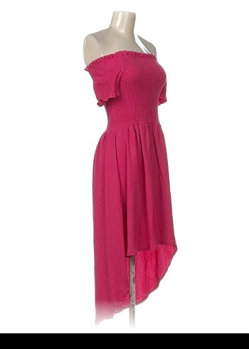 Pembe Straplez Uzun Bohem Elbise - Görsel 2