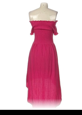 Pembe Straplez Uzun Bohem Elbise - Görsel 3