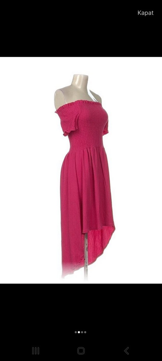 Pembe Straplez Uzun Bohem Elbise - Görsel 2