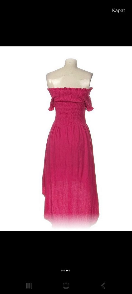 Pembe Straplez Uzun Bohem Elbise - Görsel 3