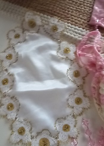 Dantel Detaylı Pembe kirlent ve şemantablo - Görsel 8